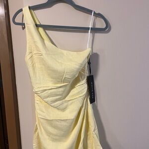 White Fox Boutique Lemon One-Shoulder Dress
